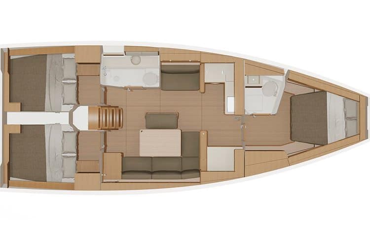 Plano interior Dufour 430 Grand Large - vista cenital