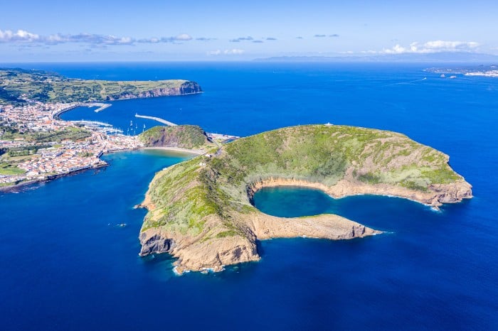 Imagen tipo satélite de la isla de Faial en Azores